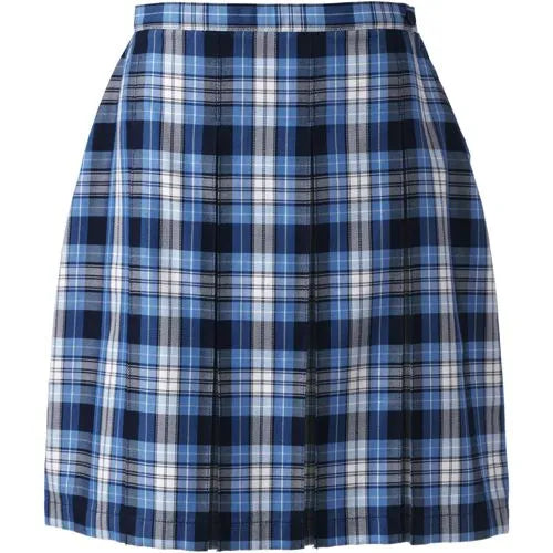 School Uniform Girls Plaid Box Pleat Skirt Top of the Knee