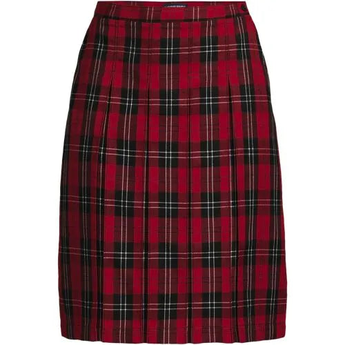 School Uniform Girls Plaid Box Pleat Skirt Top of the Knee