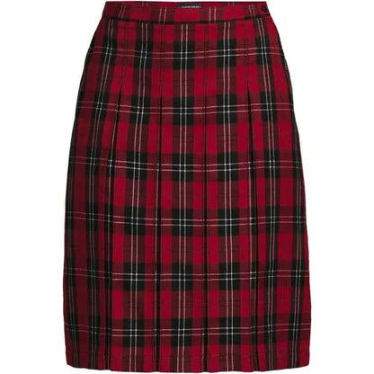 School Uniform Girls Plaid Box Pleat Skirt Top of the Knee