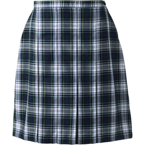 School Uniform Girls Plaid Box Pleat Skirt Top of the Knee