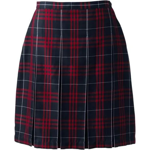 School Uniform Girls Plaid Box Pleat Skirt Top of the Knee