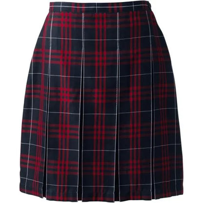 School Uniform Girls Plaid Box Pleat Skirt Top of the Knee