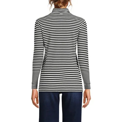 Women's Relaxed Cotton Long Sleeve Mock Turtleneck