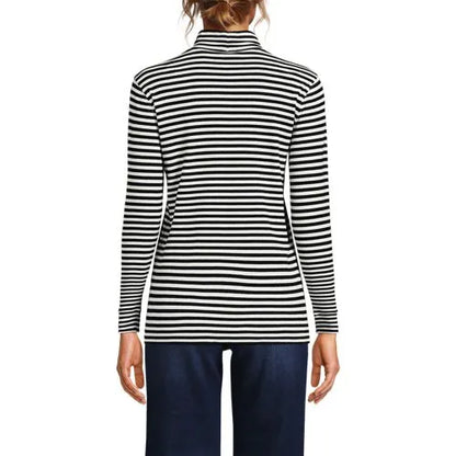 Women's Relaxed Cotton Long Sleeve Mock Turtleneck