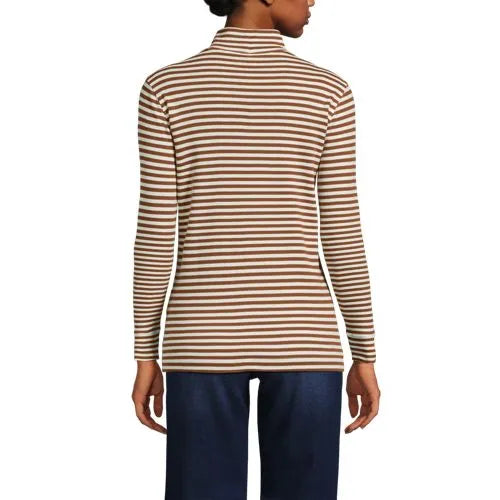 Women's Relaxed Cotton Long Sleeve Mock Turtleneck