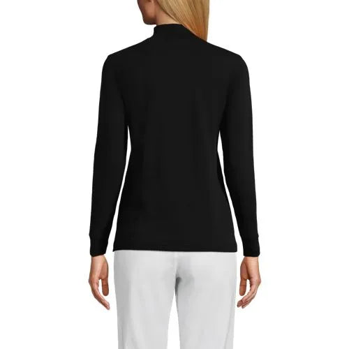 Women's Relaxed Cotton Long Sleeve Mock Turtleneck
