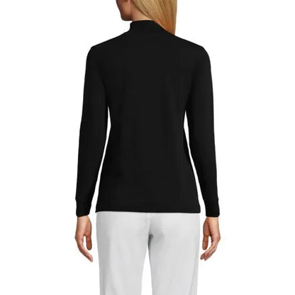 Women's Relaxed Cotton Long Sleeve Mock Turtleneck