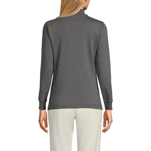 Women's Relaxed Cotton Long Sleeve Mock Turtleneck