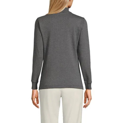 Women's Relaxed Cotton Long Sleeve Mock Turtleneck