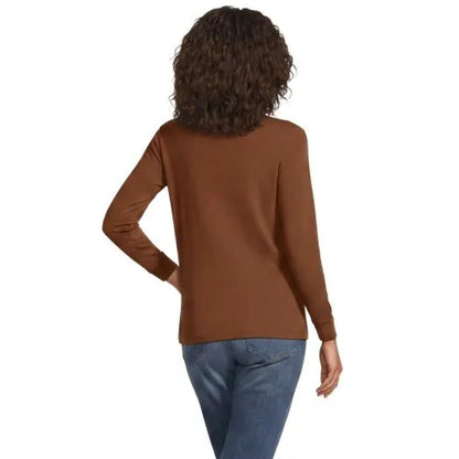 Women's Relaxed Cotton Long Sleeve Mock Turtleneck