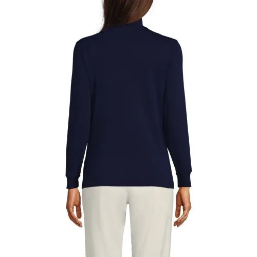 Women's Relaxed Cotton Long Sleeve Mock Turtleneck