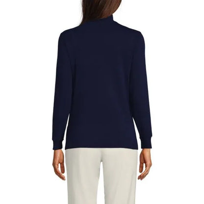 Women's Relaxed Cotton Long Sleeve Mock Turtleneck