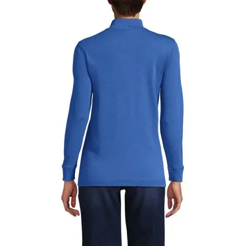 Women's Relaxed Cotton Long Sleeve Mock Turtleneck