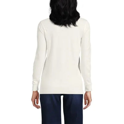 Women's Relaxed Cotton Long Sleeve Mock Turtleneck