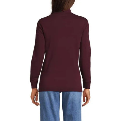 Women's Relaxed Cotton Long Sleeve Mock Turtleneck