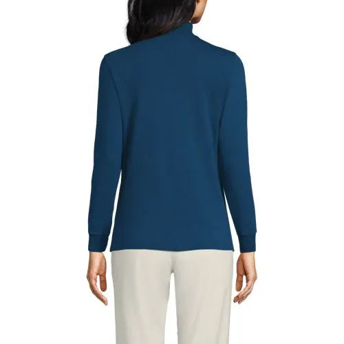 Women's Relaxed Cotton Long Sleeve Mock Turtleneck