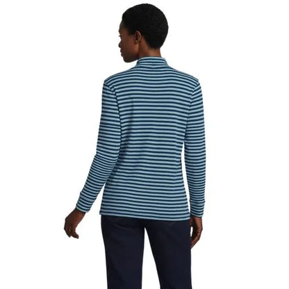 Women's Relaxed Cotton Long Sleeve Mock Turtleneck