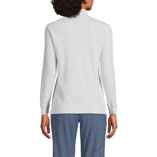 Women's Relaxed Cotton Long Sleeve Mock Turtleneck