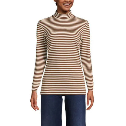 Women's Relaxed Cotton Long Sleeve Mock Turtleneck