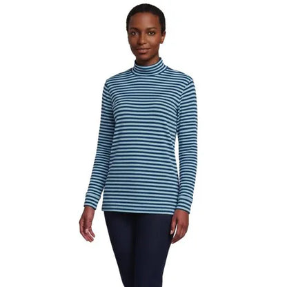 Women's Relaxed Cotton Long Sleeve Mock Turtleneck