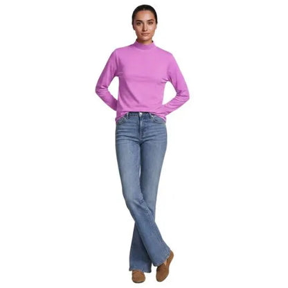 Women's Relaxed Cotton Long Sleeve Mock Turtleneck
