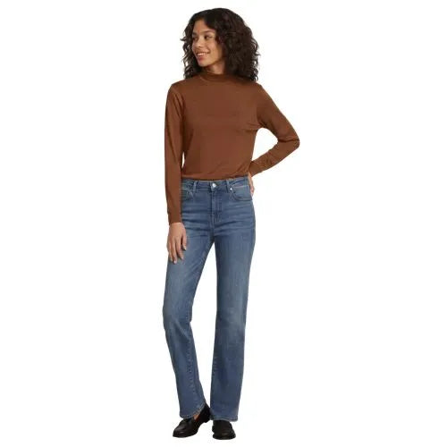 Women's Relaxed Cotton Long Sleeve Mock Turtleneck