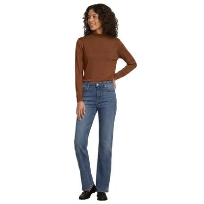 Women's Relaxed Cotton Long Sleeve Mock Turtleneck