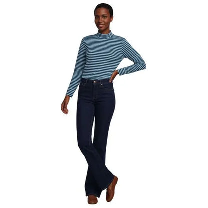 Women's Relaxed Cotton Long Sleeve Mock Turtleneck