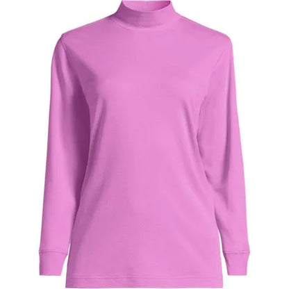 Women's Relaxed Cotton Long Sleeve Mock Turtleneck