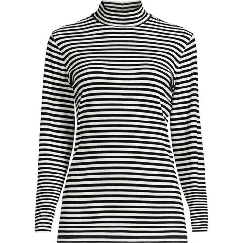 Women's Relaxed Cotton Long Sleeve Mock Turtleneck