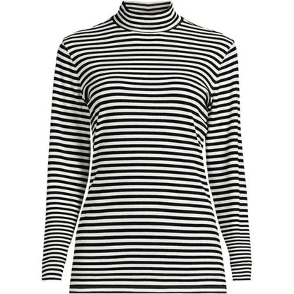 Women's Relaxed Cotton Long Sleeve Mock Turtleneck