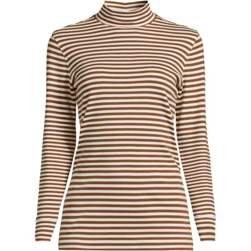 Women's Relaxed Cotton Long Sleeve Mock Turtleneck