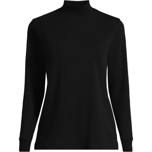 Women's Relaxed Cotton Long Sleeve Mock Turtleneck