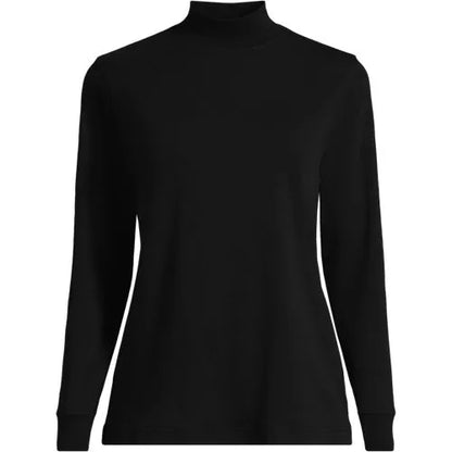 Women's Relaxed Cotton Long Sleeve Mock Turtleneck