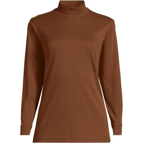 Women's Relaxed Cotton Long Sleeve Mock Turtleneck