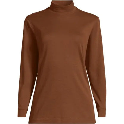 Women's Relaxed Cotton Long Sleeve Mock Turtleneck
