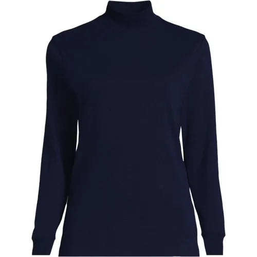Women's Relaxed Cotton Long Sleeve Mock Turtleneck