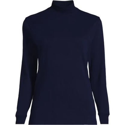 Women's Relaxed Cotton Long Sleeve Mock Turtleneck