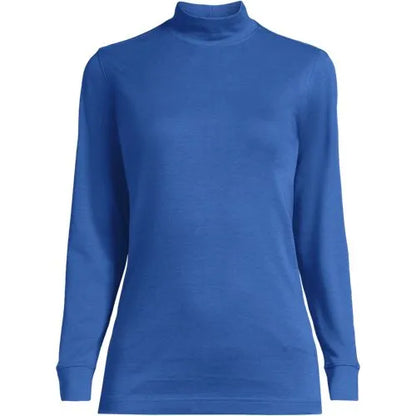 Women's Relaxed Cotton Long Sleeve Mock Turtleneck