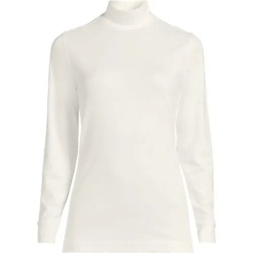 Women's Relaxed Cotton Long Sleeve Mock Turtleneck