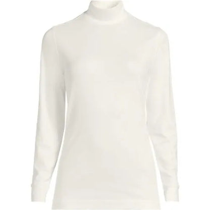Women's Relaxed Cotton Long Sleeve Mock Turtleneck