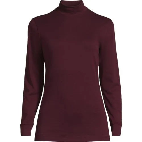 Women's Relaxed Cotton Long Sleeve Mock Turtleneck