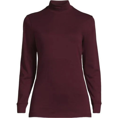 Women's Relaxed Cotton Long Sleeve Mock Turtleneck