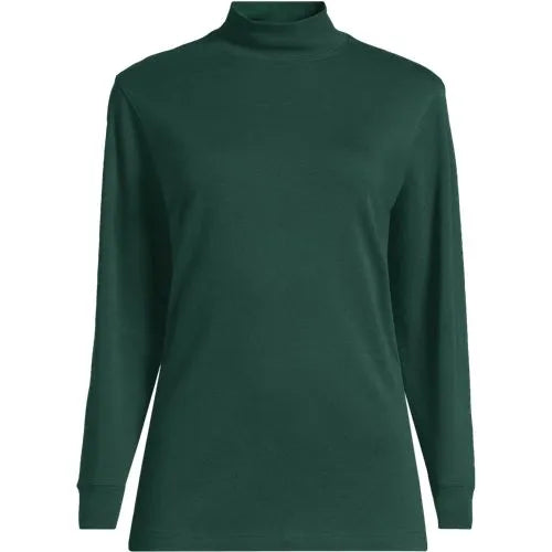 Women's Relaxed Cotton Long Sleeve Mock Turtleneck