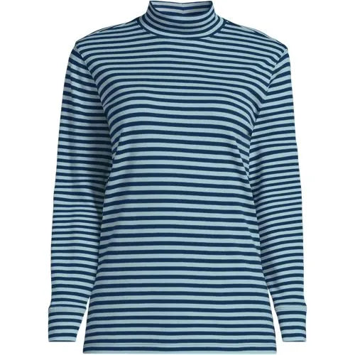 Women's Relaxed Cotton Long Sleeve Mock Turtleneck