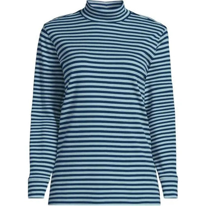 Women's Relaxed Cotton Long Sleeve Mock Turtleneck