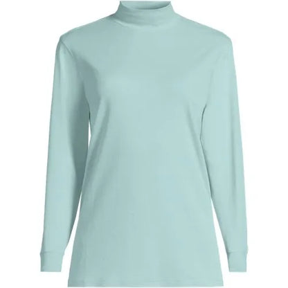 Women's Relaxed Cotton Long Sleeve Mock Turtleneck