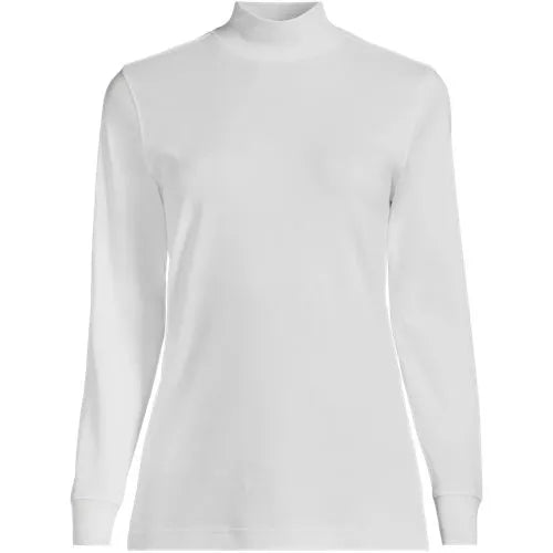 Women's Relaxed Cotton Long Sleeve Mock Turtleneck
