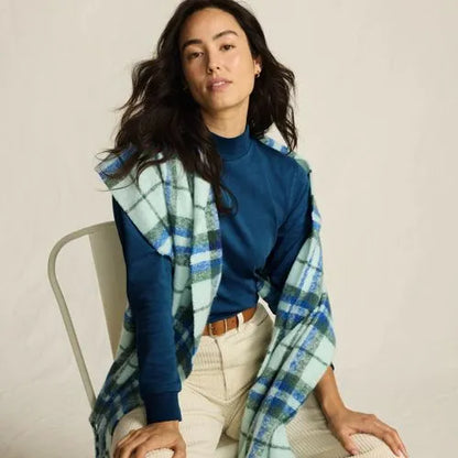 Women's Relaxed Cotton Long Sleeve Mock Turtleneck