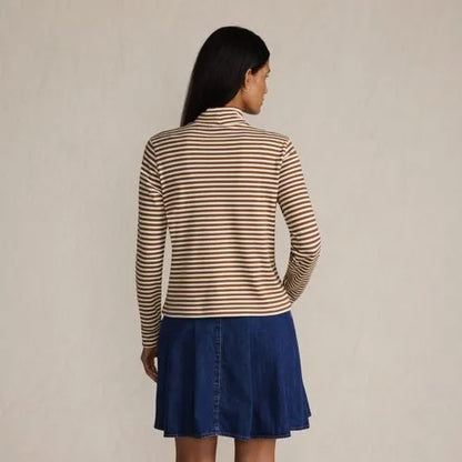 Women's Relaxed Cotton Long Sleeve Mock Turtleneck